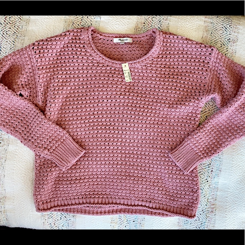 NWT Madewell pink berry chunky knit sweater xs s